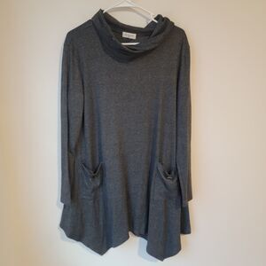 Bulotus Womens Cowl Neck Sweatshirt Size 2XL Gray Activewear Tunic Assymetric